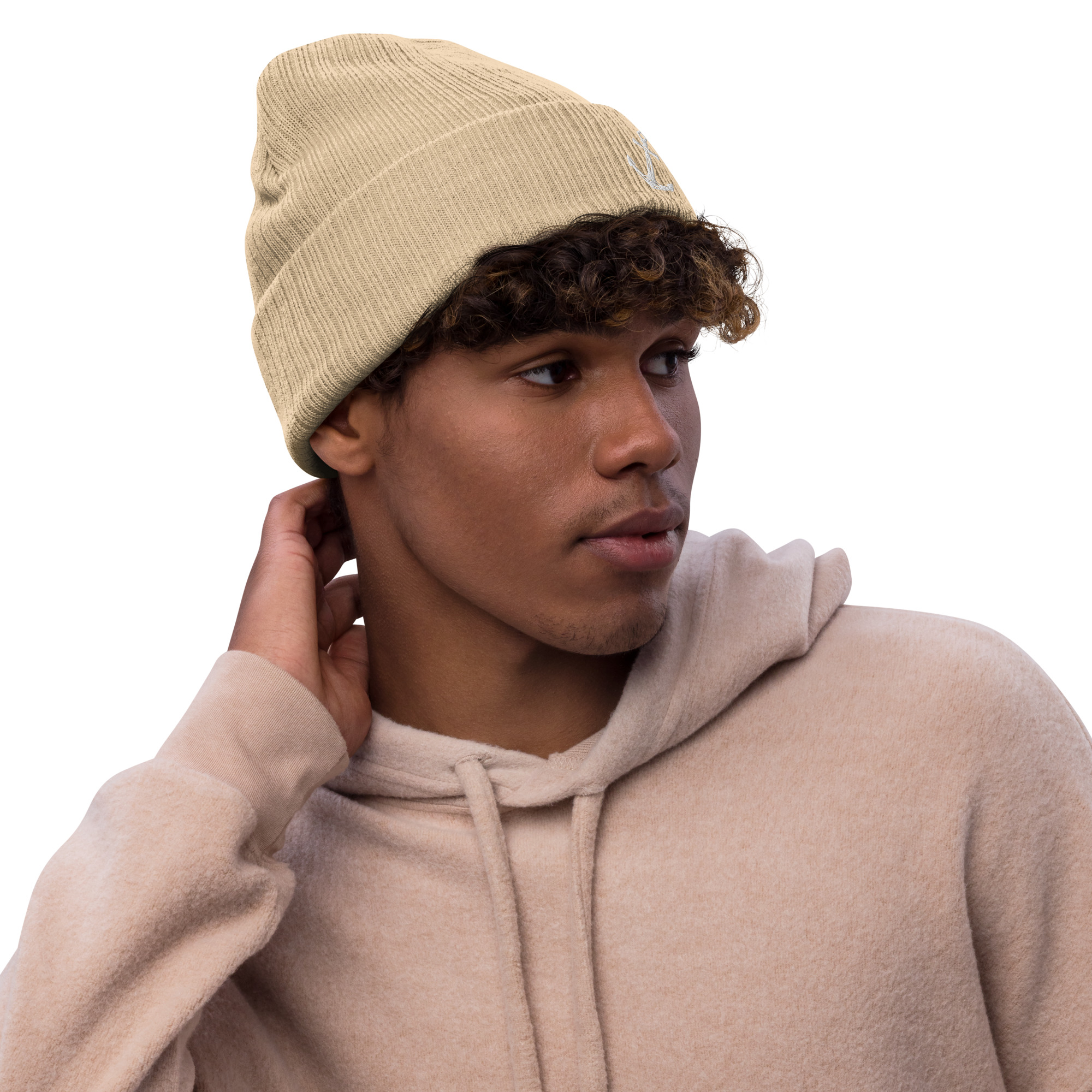 Embroidered Atlantic Anchor Ribbed knit beanie - Image 8