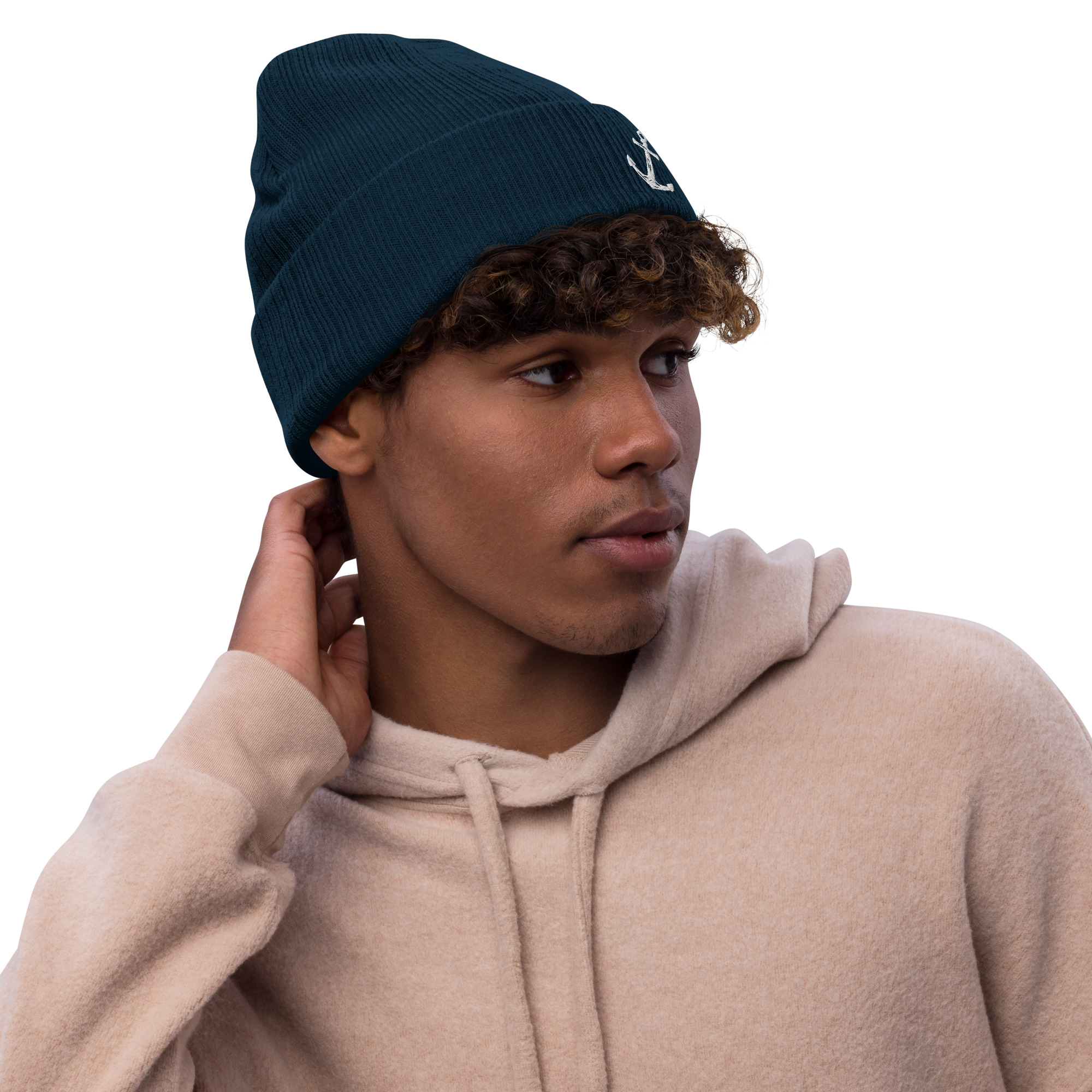 Embroidered Atlantic Anchor Ribbed knit beanie - Image 5