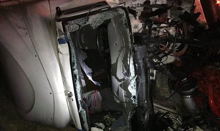 Semi truck overturns on interstate 75